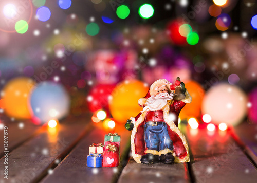 Santa Claus with blur background on Christmas and New year night