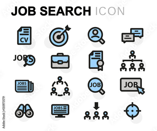 Vector flat job search icons set