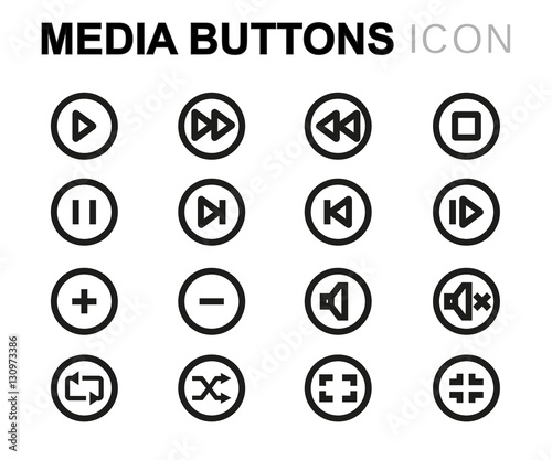 Vector line media buttons set