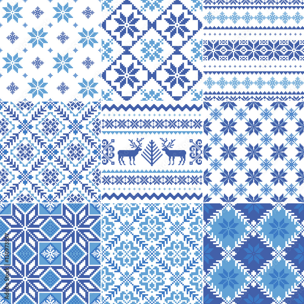 Set of traditional Christmas patterns