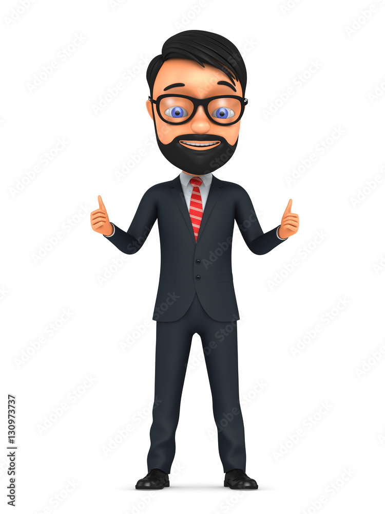 3d character businessman on a white background . Man with two th 3d character businessman on a white background . Man with two th