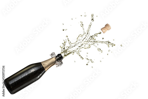 New year's Eve, Champagne Explosion isolated on white background
