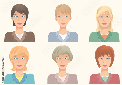 The same face with different hairstyles. Vector illustration ava