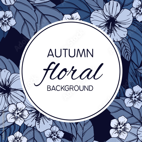 Indigo autumn floral design...