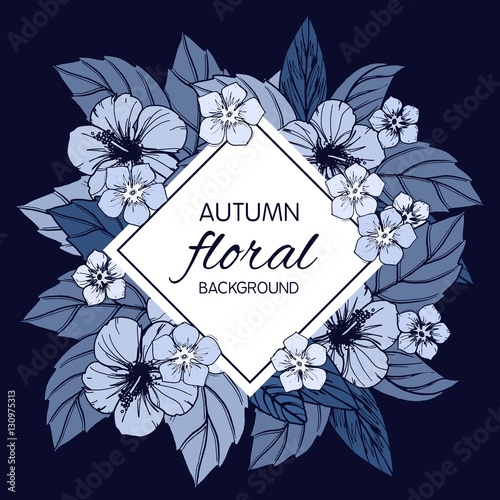 Indigo autumn floral design...