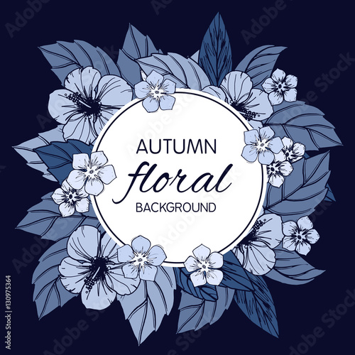 Indigo autumn floral design...