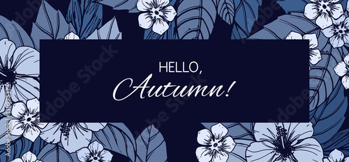 Indigo autumn floral design...