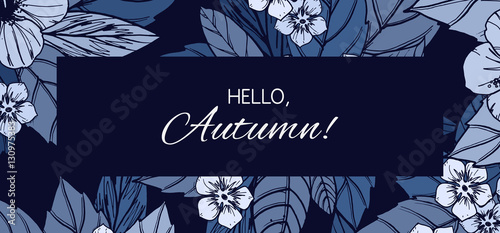 Indigo autumn floral design...