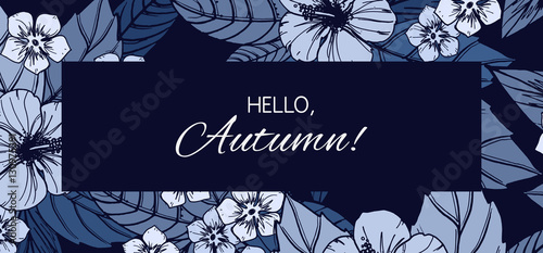 Indigo autumn floral design...