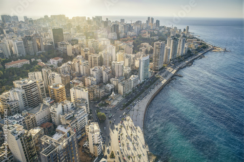 Photographie Aerial View of Beirut Lebanon, City of Beirut, Beirut city scape