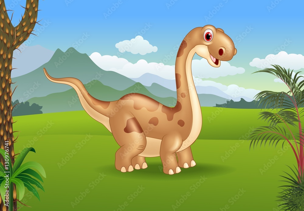Fototapeta premium Prehistoric background with dinosaur