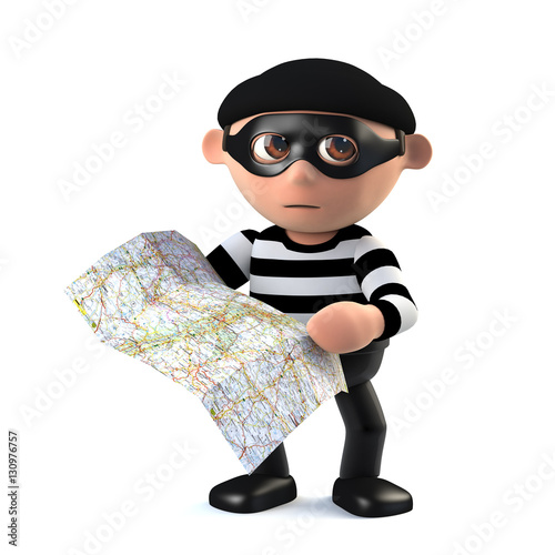 Obraz na płótnie 3d Burglar plans his getaway