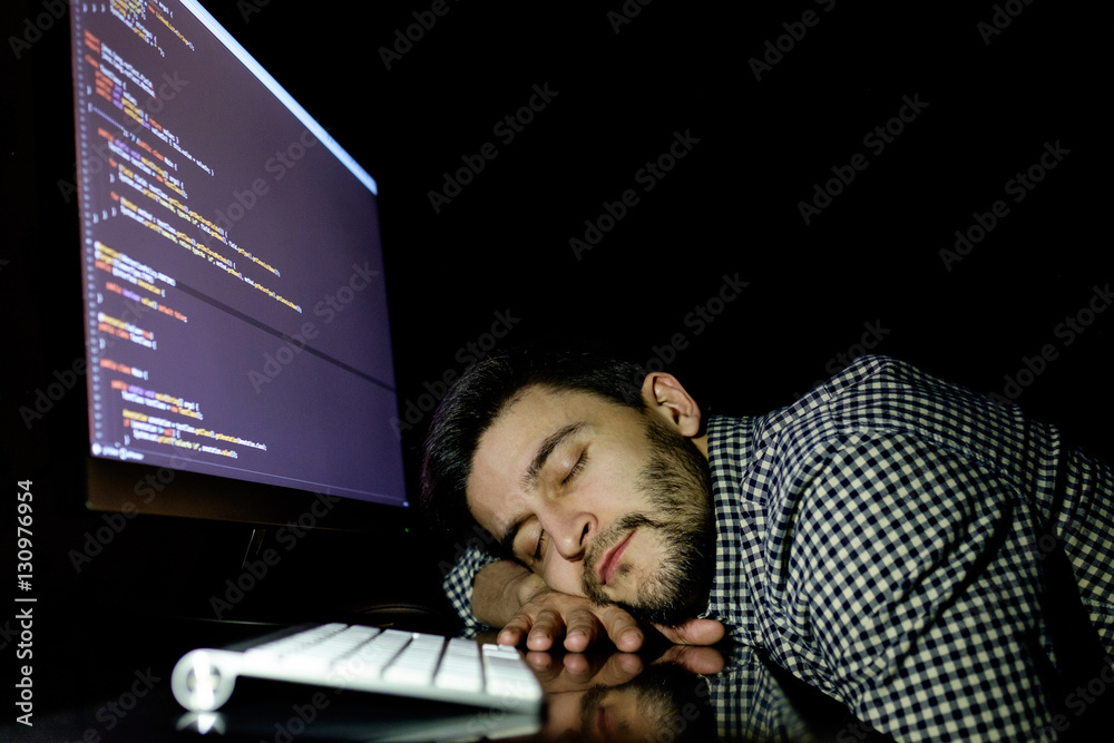 Freelancer programmer falling his face down taking a nap Stock Photo ...