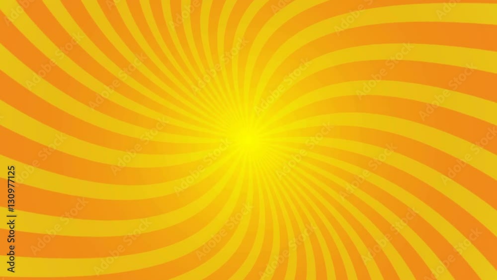 Seamless loop spinning background. Orange and yellow twisted spiral. Ideal for funny, funky casual videos. 4K, 60fps  
