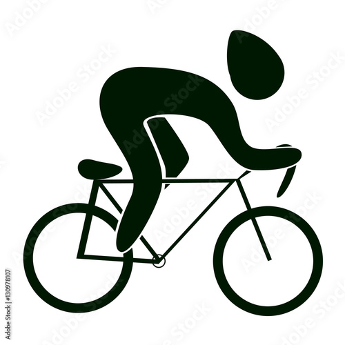 Isolated cycling icon. Road cycling. Black figure of an athlet on white background.
