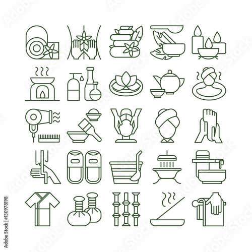 Spa icons set. Spa and massage. Healthcare, beauty and therapy