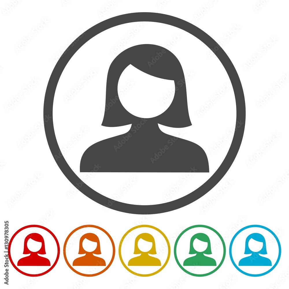 Female user avatar icons set Female user avatar icons set