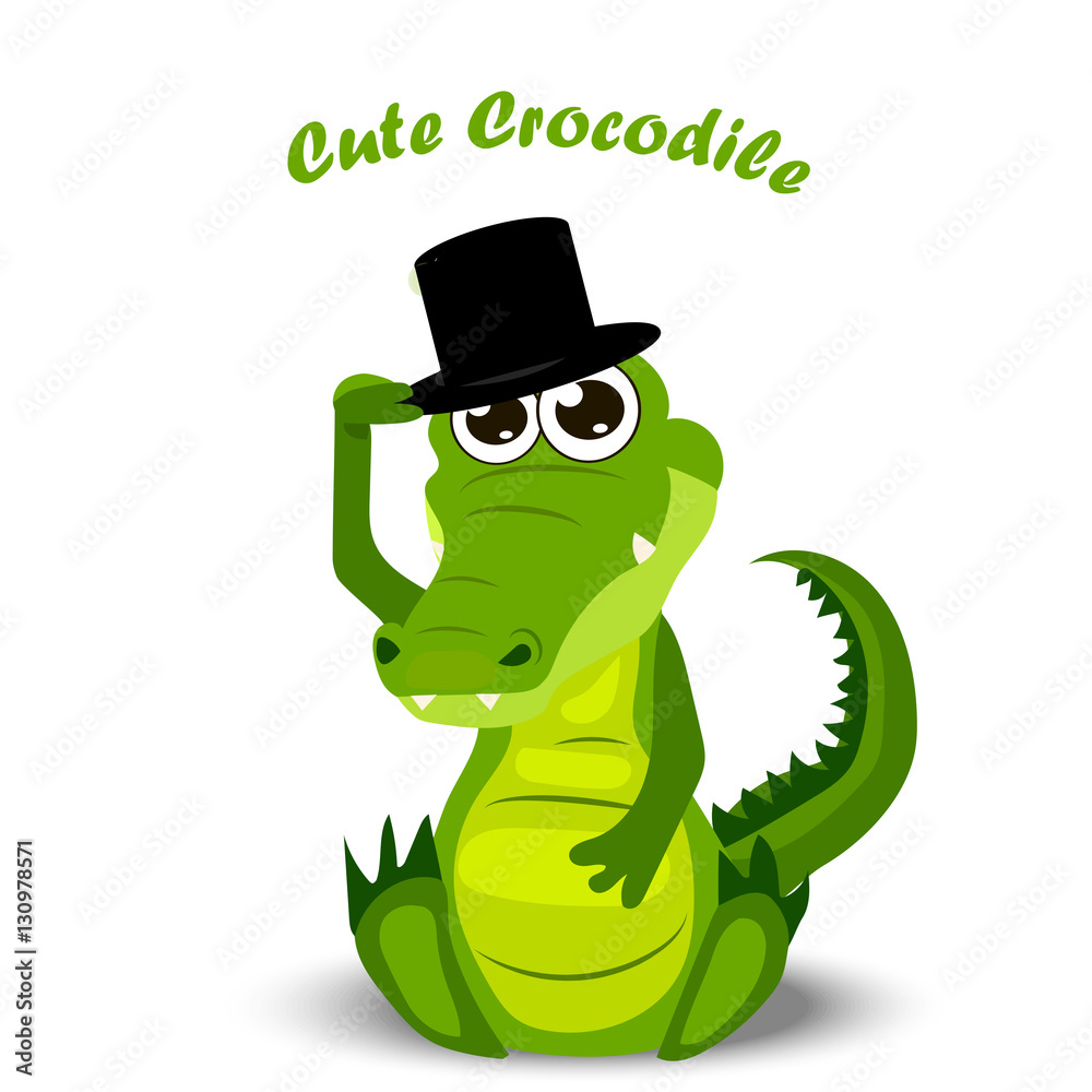 Naklejka premium cute crocodile or alligator