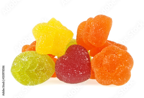 Jelly sugar candies isolated on white background