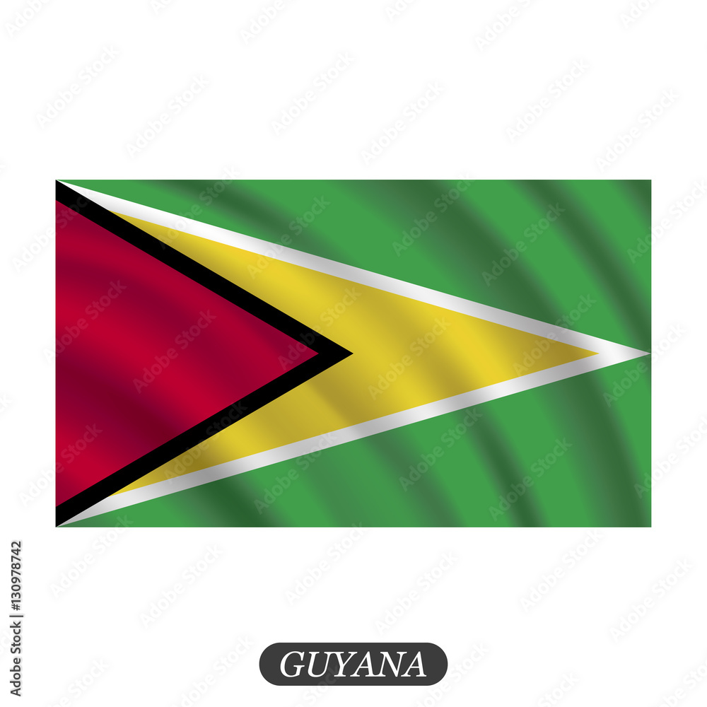 Waving Guyana flag on a white background. Vector illustration Waving Guyana flag on a white background. Vector illustration