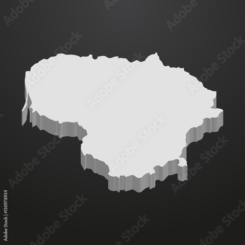 Lithuania map in gray on a black background 3d