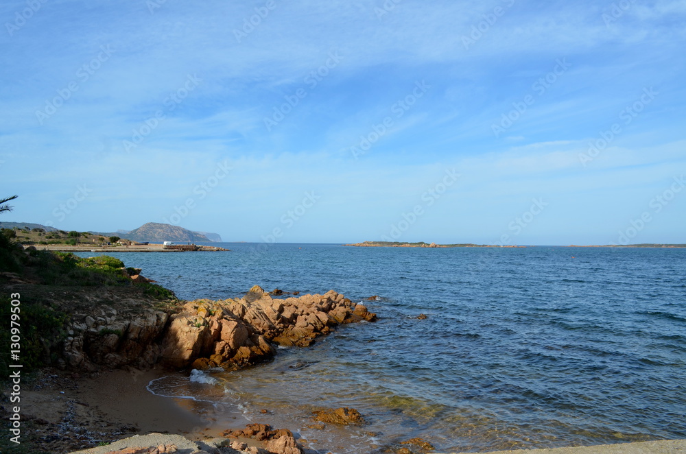 Panoramic view of the beach and the crystal sea of Sardinia