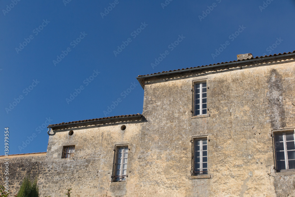 blue sky in top house in France, ancient village