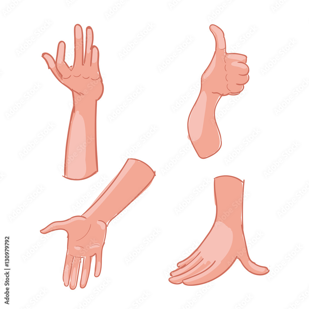 Set of hand gestures on white background. Vector illustration Set of hand gestures on white background. Vector illustration