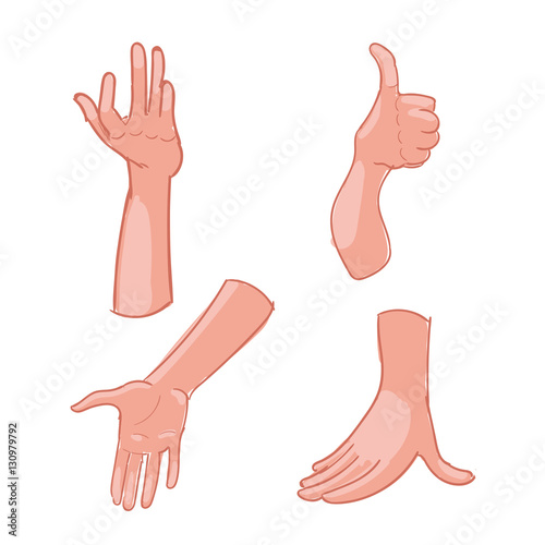 Set of hand gestures on white background. Vector illustration