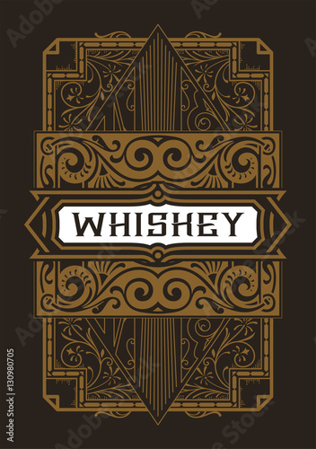 Whiskey label with old frames. Vector layered