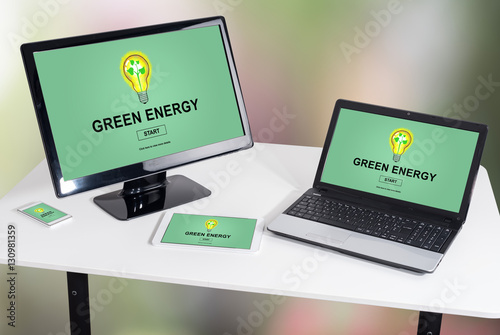 Green energy concept on different devices
