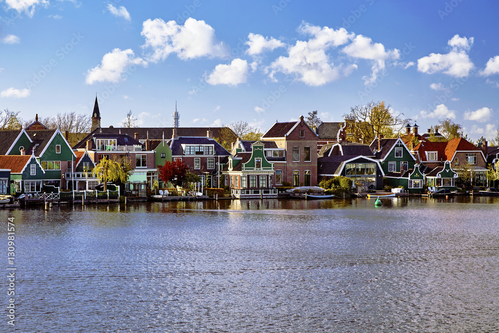 Fototapeta premium Dutch rural landscape view from the river