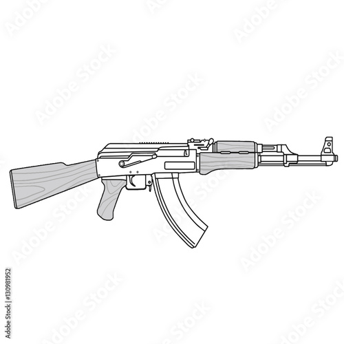 AK 47 Machine Gun Kalashnikov Vector Illustration