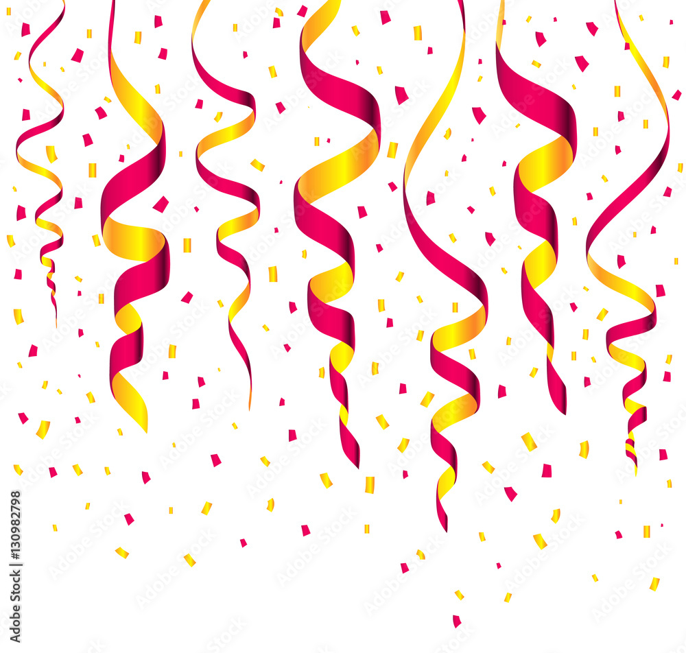 Streamers and confetti background vector