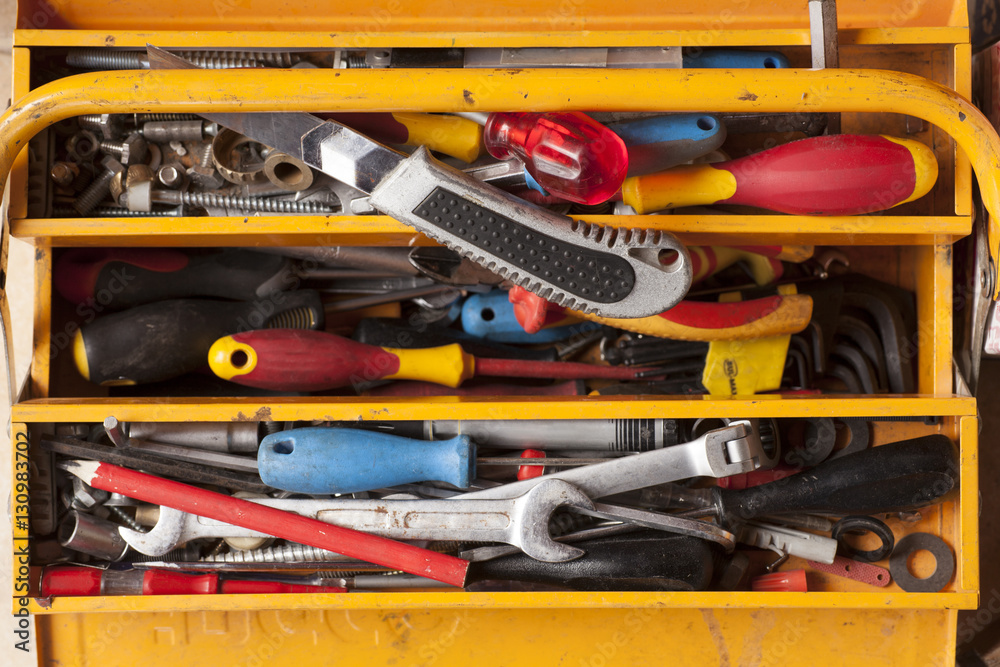 open tool box from above