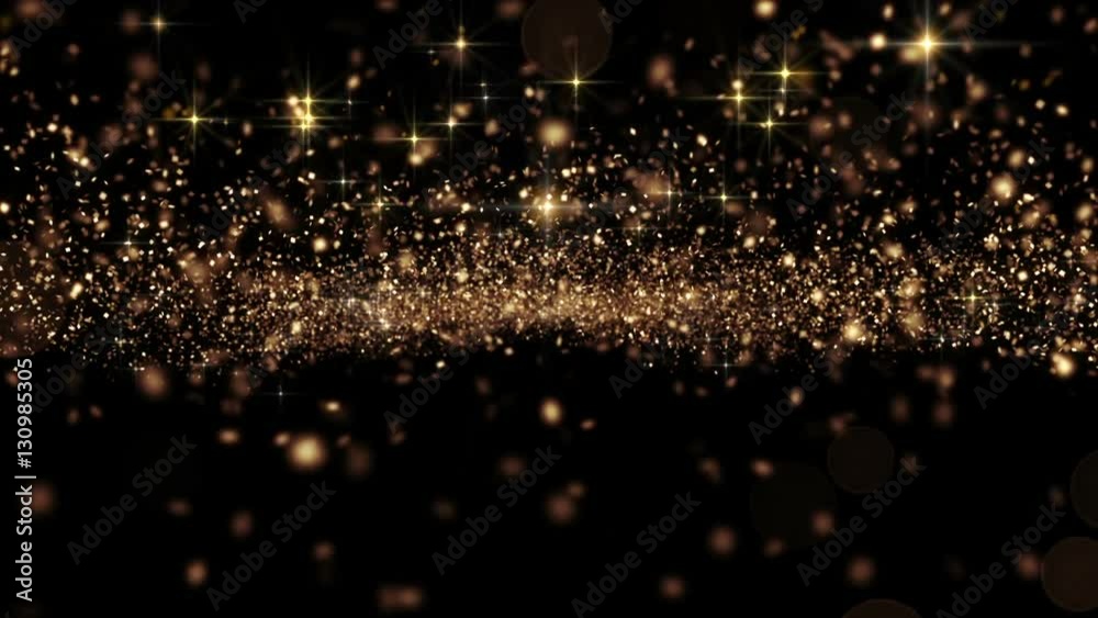Beautiful Abstract Golden Particles Flying Seamless with Bokeh. Looped 3d Animation in Slow Motion. HD 1080.