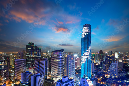 Photography MahaNakhon tower is tallest buildings in Thailand, Silom area, Bangkok Thailand