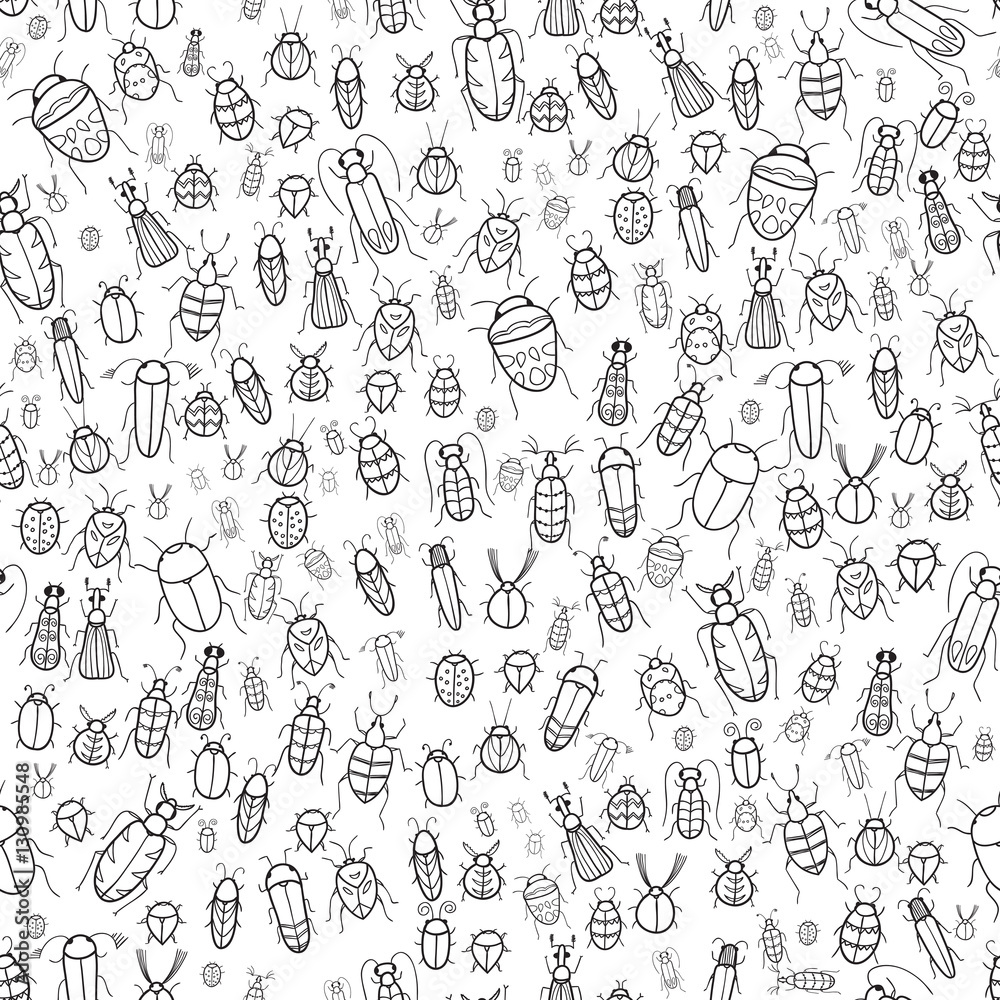 Seamless vector pattern with doodle bugs Seamless vector pattern with doodle bugs