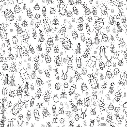 Seamless vector pattern with doodle bugs