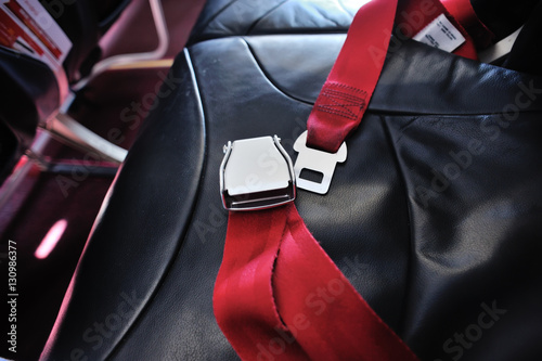 airplane flight, red seat belt in aircraft