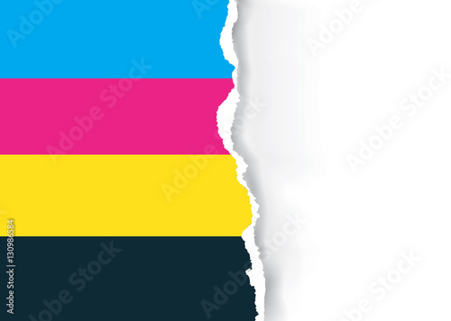 CMYK colors  Ripped paper background.
Ripped paper with printing colors with place for your text or image.Vector available.