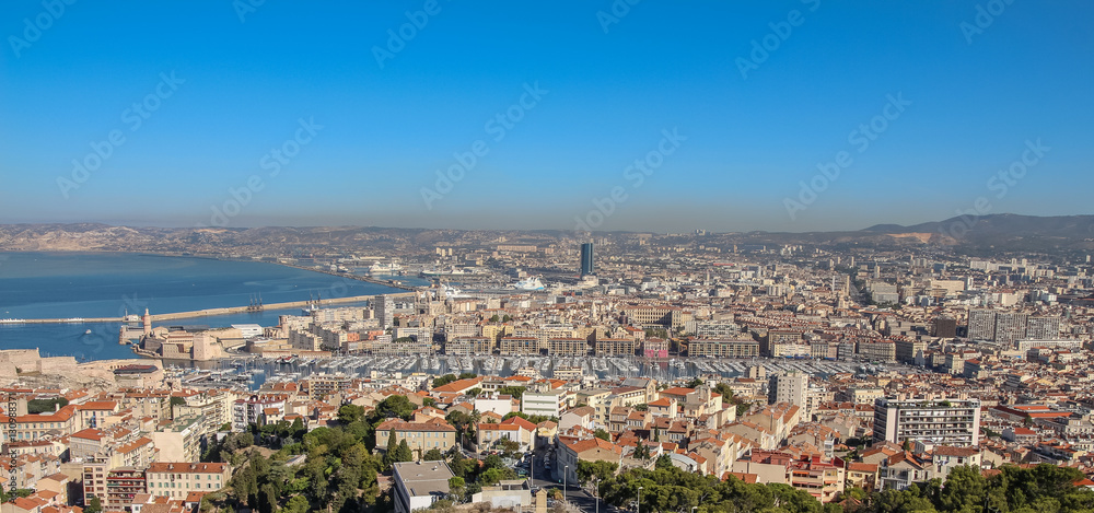 View of Marseille from the observation platform on the mountain