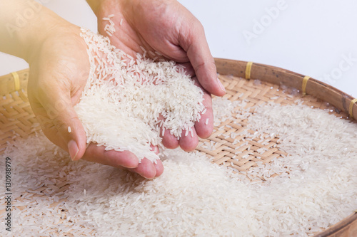 hands holding rice