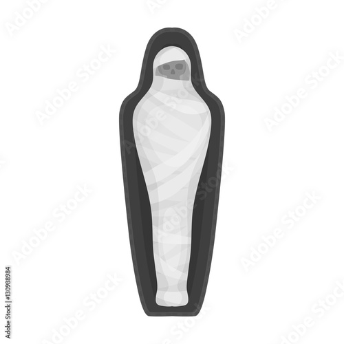 Ancient mummy icon in monochrome style isolated on white background. Ancient Egypt symbol stock vector illustration.