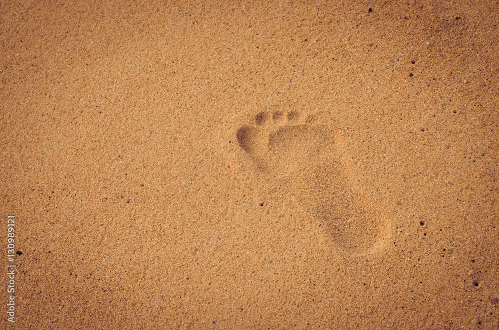 Copy space of footprint on sand beach texture background. Copy space of footprint on sand beach texture background.