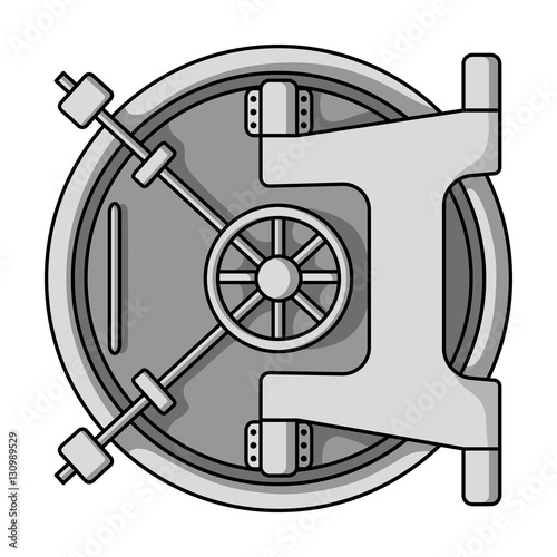 Bank vault icon in monochrome style isolated on white background. Money and finance symbol stock vector illustration.