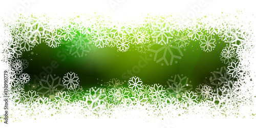 Green banner with snowflake frame