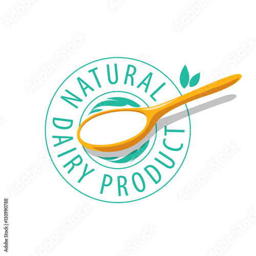 vector logo spoon with milk product