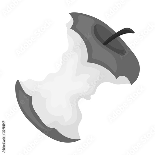 Stub of apple icon in monochrome style isolated on white background. Trash and garbage symbol stock vector illustration.