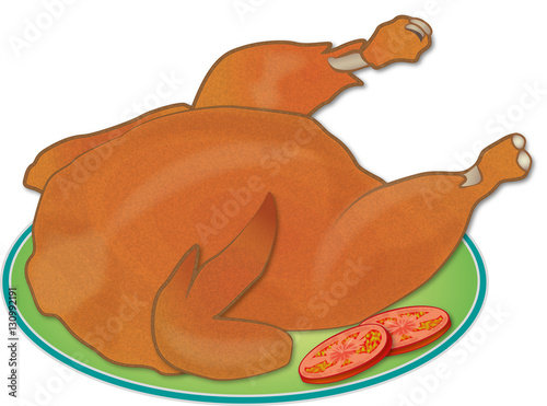 Cooked chicken illustration with HQ preview JPG file